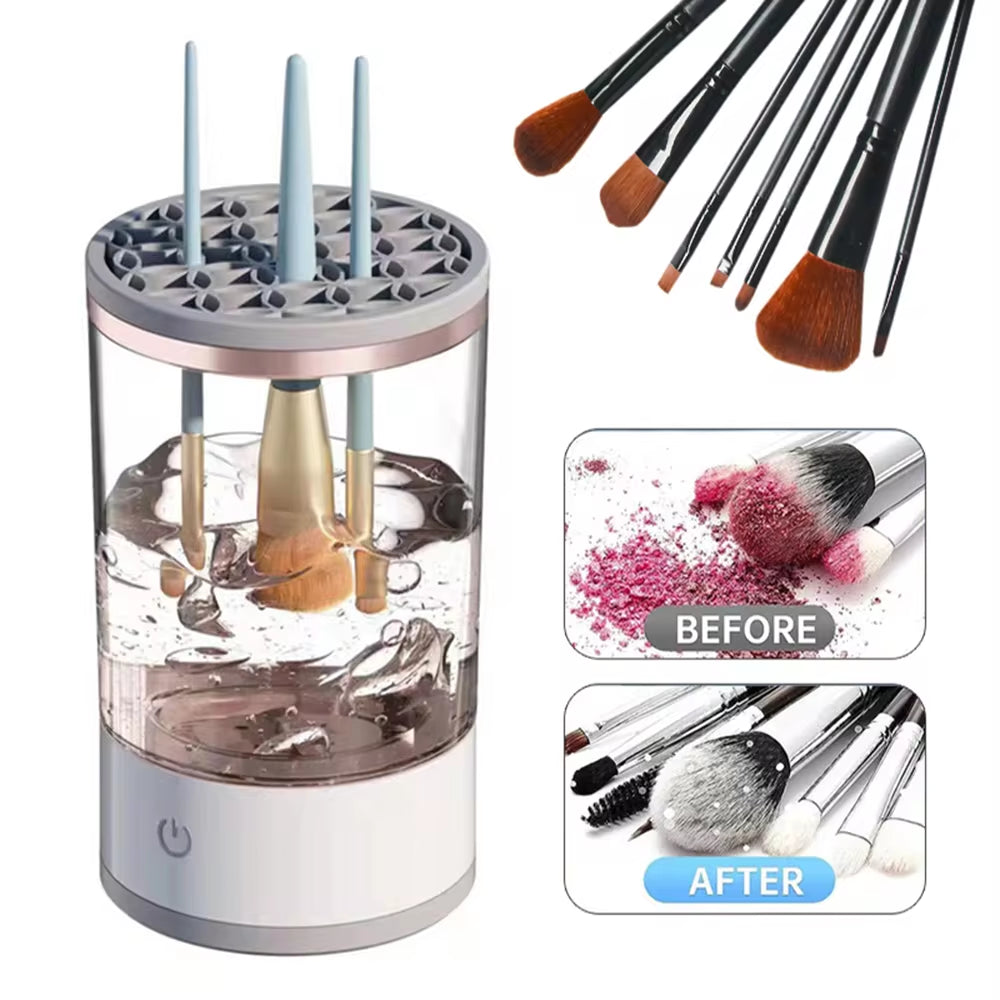 3 in 1 Electric Makeup Brush Cleaner Automatic Spinner Makeup Brush Holder Stand Women Lazy Cleaning Brush Washer Quick Dry Tool