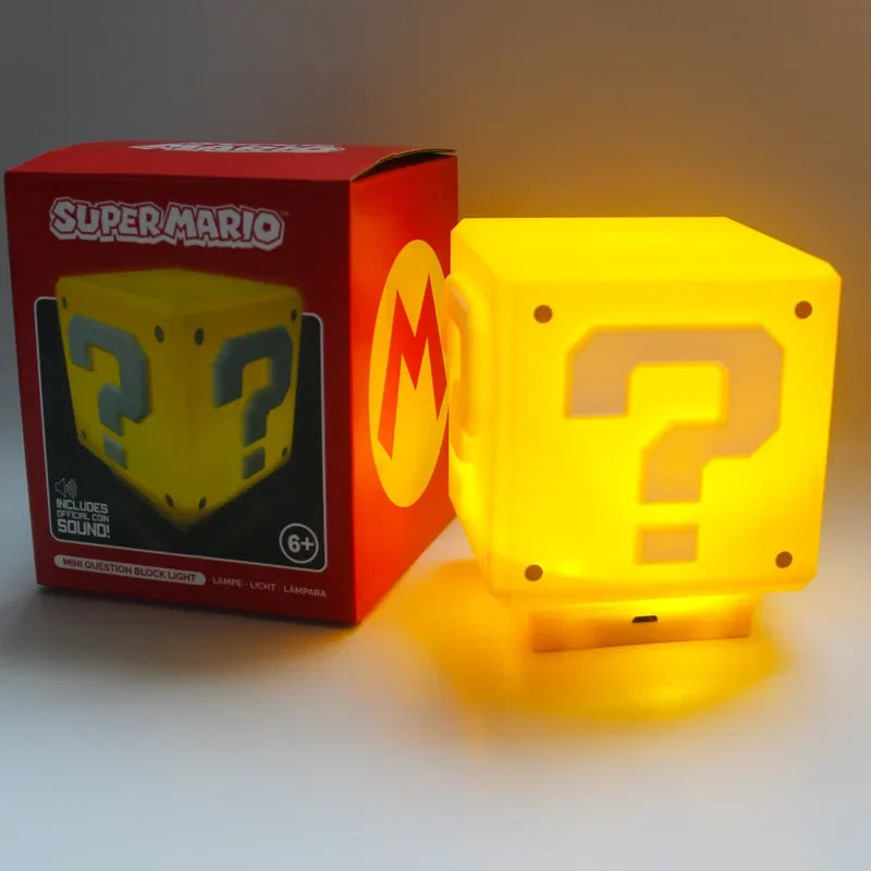 Super Mario LED Question Mark Night Light with Music Anime Peripheralstoad Children Bedroom Bedside Lamp USB Charging Gifts