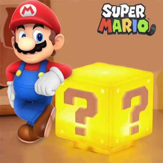 Super Mario LED Question Mark Night Light with Music Anime Peripheralstoad Children Bedroom Bedside Lamp USB Charging Gifts