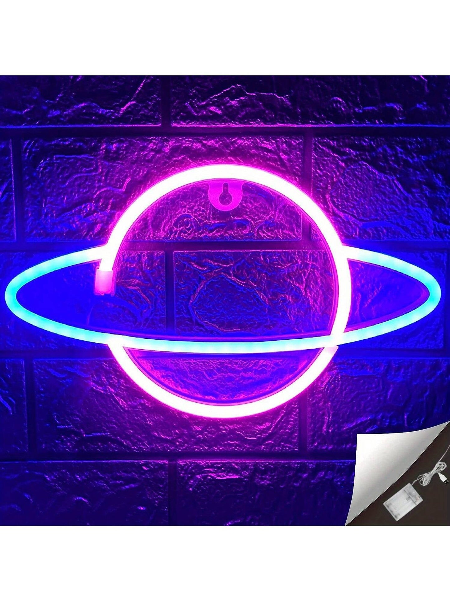 1Pc Planet Neon Light, LED Neon Wall Sign, Battery & USB Powered Illuminated Wall Decor for Bedroom, Party, Wedding, Boys' and Girls' Room, Bar Decoration